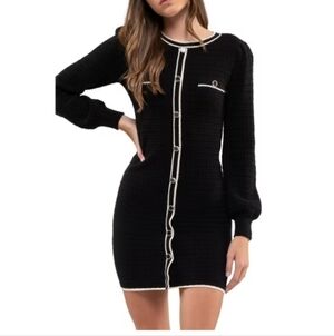 Zoe & Claire Button Front Black Chic Mini Dress Size Small